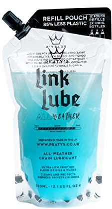 Peaty's Link Lube All Weather Bike Chain Lubricant - 360ml Refill Pouch - A Bespoke Blend Of Oils And Waxes Designed For All Weather Conditions For Ultra Smooth Running Drivetrain, Cassette & Gears
