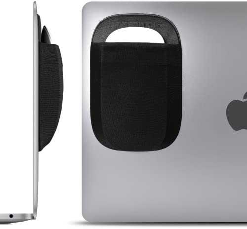 Afterplug Stick-On Mouse Pouch for Laptop, Adhesive Holder Compatible with Apple Magic Mouse 1 & 2, Logitech Pebble & Pop and Other Slim Mice – Black