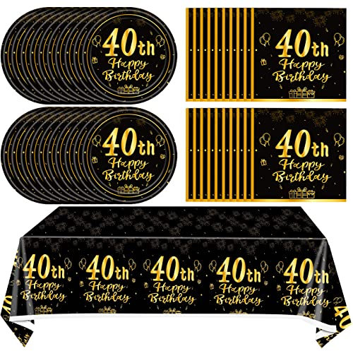 41Pcs Birthday Party Supplies Vintage 40th Birthday Decorations Back in 1984 40th Theme Birthday Party Decorations Tableware Includes Paper Plate Napkin Tablecloth for Men Service 20 Guests