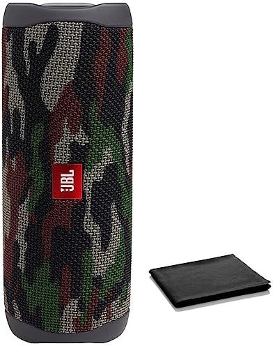JBL Flip 5 Waterproof Portable Bluetooth Speaker for Travel, Outdoor and Home - Wireless Stereo-Pairing - Includes Microfiber Cleaning Cloth - Squad