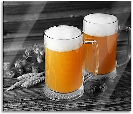Biergläser Hefeweizen Herdabdeckplatte & Spritzschutz aus Echtglas | Für Herd-Kochfelder | 60x52 cm