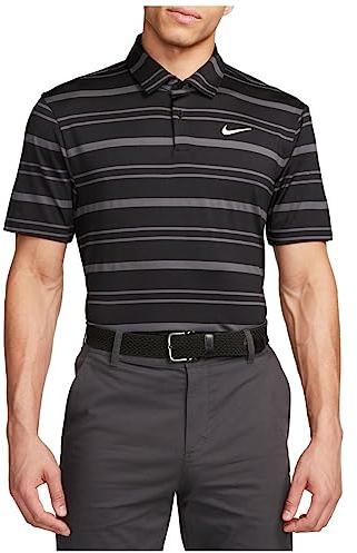 Nike Dri-FIT Herren Poloshirt Tour Gestreift Golf Polo, schwarz / anthrazit / weiß, XL