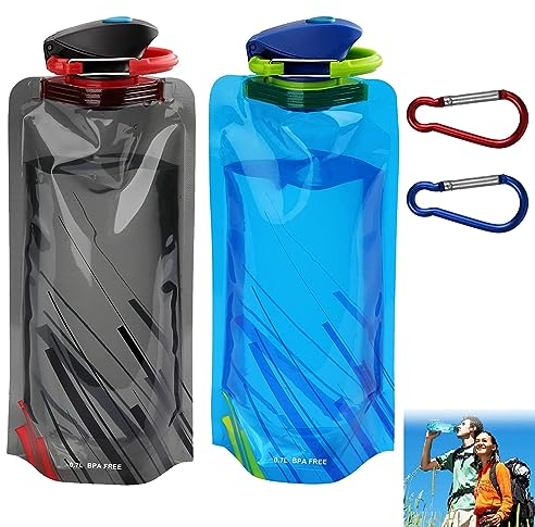 GNAUMORE Bouteille D'eau Pliable Ensemble,Bouteille D'eau Réutilisable Flexible Pliable,Reutilisable Gourde Souple Pliable,Portable Gourde Souple,Gourde Souple Bouteilles D'Eau Pliable