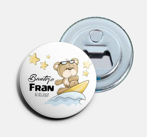 Chapas Abrebotellas con imán personalizadas para Bautizos | Bear Surf (25)