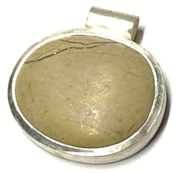 Anhänger 925/- Silber Kieselstein beige Unikat Einzelstück matte Oberfläche Kettenanhänger