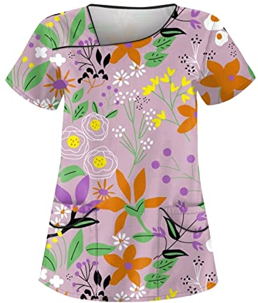 Kasacks Damen, Longshirt Pflege Kasack Damen Kasacks Damen Pflege Weiß Arbeitskleidung Pflege Damen, Arbeitskleidung Pflege Damen Hose Weiss Damen Kasacks Damen, Schwesternkittel(1-Light Purple,5XL)