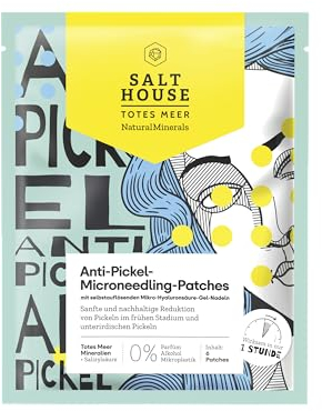 Salthouse Natural Minerals Anti-Pickel-Microneedling-Patches, reduziert Pickel frühzeitig, bekämpft unterirdische Pickel, mit Hyaluronsäure-Gel-Nadeln, 6 Patches