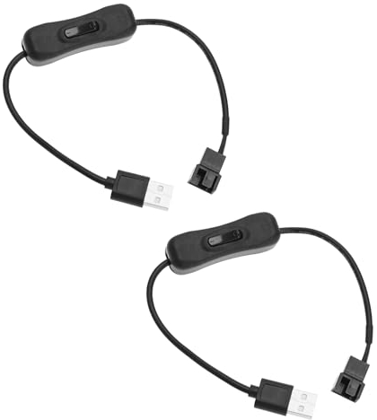 YINETTECH 2 Stück USB auf 3 Pin/4 Pin PWM 5V Computer-Lüfter-Netzadapterkabel mit Schalter 30cm Netzkabel Geeignet für Alle 4-Pin- Und 3-Pin-Gehäuselüfter Schwarz