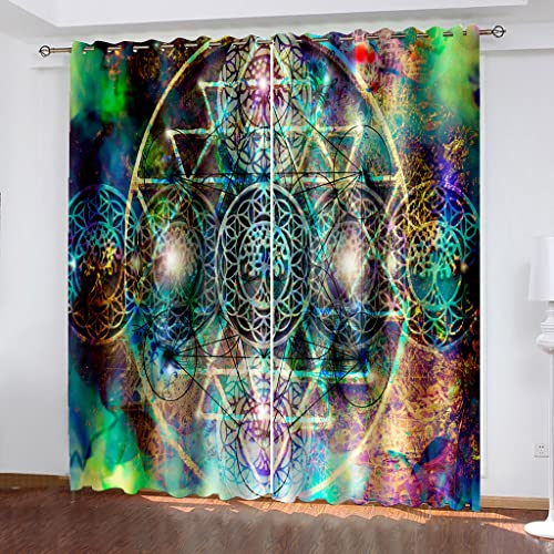 Vorhänge Blickdicht Thermogardine Wohnzimmer Mit Ösen, Verdunkelungsvorhang Schlafzimmer 3D Bunt Gestreifte Kunst Druck Muster Vorhang Kinderzimmer Fensterdekoration 2Er Set 140X110cm