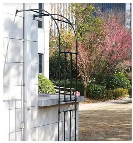 Metal Half Arch Stand Garden Pergola Arbor Stable 5.9ft 7.2ft 7.8ft 8.2ft 8.8ft 9.8ft W, For Outdoor Various Climbing Plant Flower Garden Arch Archway Trellis Weatherproof ( Color : Black , Size : W60