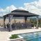 PURPLE LEAF Pavillon 3.65 x 4.85 m Festem Dach, Basisch Gartenpavillon Wasserdicht Stabil Winterfest Alupavillon mit Stahldach Hardtop Pavillon mit Seitenwänden, Grau