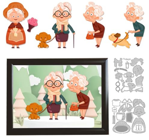 DELORIGIN 2 Stile Süße Stanzformen Für Alte Damen Zum Basteln von Karten Oma Stanzkarten Scrapbooking Prägeschablonen Stanzformen Für Großmutter DIY Papierbasteln Album Geschenk Dekoration
