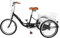 MINRS 20 Zoll Dreirad für Erwachsene Senioren Dreirad 3-Rad Fahrrad Dreirad Modernes Erwachsenen Dreirad mit Rückenlehne und Einkaufskorb Einstellbare Geschwindigkeit Höhe Schwarz