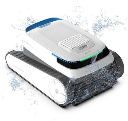 LIVIN' Schwimmbad Staubsauger Roboter - Automatische Navigation, 3-Modus Kletterwand Pool Saugroboter mit 4L Filterkapazität - Kabellos Akku Aufladen, 2 Stunden Laufzeit, Reinigt bis zu 100 m² Fläche