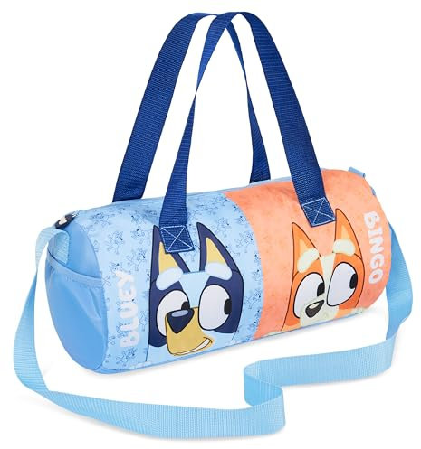 Bluey Duffle Bag for Kids Cute Travel Bag Holdall Weekend Bag for Sports PE Swimming Dance with Side Pockets Travel Essentials