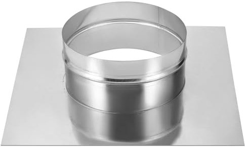 PATIKIL 8 Duct Connector Flange, Galvanized Air Ducting Mounting Plate Dryer Vent Chimney Top Plate Square to Round for Heating Cooling Ventilation HVAC Exhaust Fan Vent Systems, 14x14