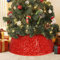 Alishomtll Glitzernd Weihnachtsbaumrock mit roten Pailletten, Funkelnde Christbaumdecke 72x55x24cm Weihnachtsbaumunterlage, Christbaumständer Weihnachtsbaumkragen mit Klettverschlussband, Rot