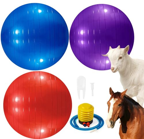 WoYous Pferdeball Haustier Ziege Ball Lamm Spielzeug Pferd Hund Training Übung Ball Spielzeug mit Inflator Pumpe für Haustier Hunde Ziegen Pferde zu Spielen in Outdoor Unterhaltung (Mehrfarbig)