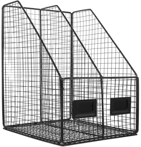 SHINEOFI Office Desktop-aufbewahrung Bücherregal Deko Zeitschriftenständer Aus Eisen Dateiorganisator Aktenorganisator Für Den Schreibtisch Zeitungsständer Bürobedarf Schmiedeeisen Black