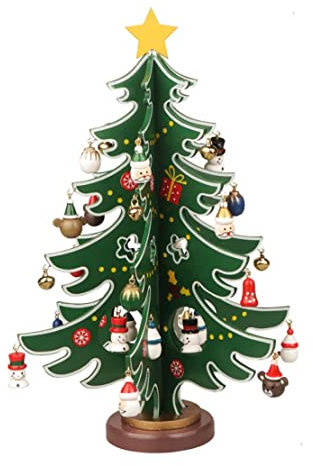 Mini albero di Natale da tavolo Ornamenti per albero di Natale in legno Decorazione da tavolo per scrivania Mini albero di Natale medio Decorazioni da tavolo natalizie Albero di Natale in legno Mini a
