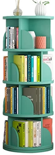 WLCNYL 360 Degree Rotating Bookshelf with 4 Tiers for Small Library Display Includes Round Coffee Table Easy Assembly Encourages Children's Reading Interest 46 * 126cm