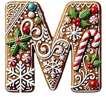 26 Gingerbread Alphabet Ornaments for Christmas Tree, Xmas Hanging Pendant Decoration for Party Gifts DIY Decor (M)