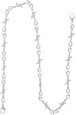 COLLBATH Collana Filo Spinato in Metallo Argento Stile Gotico Hip Hop Per Donna Uomo Gioielli All'avanguardia Catena Da Indossare