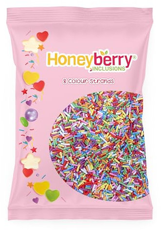Bunte Stränge Streusel 55g - Natürliche Essbare Streusel Tortendeko - Bunte Streudeko, Zuckerstränge, Zuckerstreusel Perfekt zum Verzieren von Kuchen, Cupcakes und Desserts - Hergestellt in der EU
