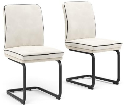 Vicco Freischwinger Eleganza, Küchenstuhl, Beige, 2er Set
