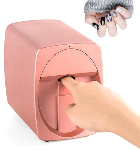 Nail Art Printer Machine Support DIY, APP Control, 1000+ Pictures, 25s Digital Nail Design Machine Printer with Accessories Bag,Pink