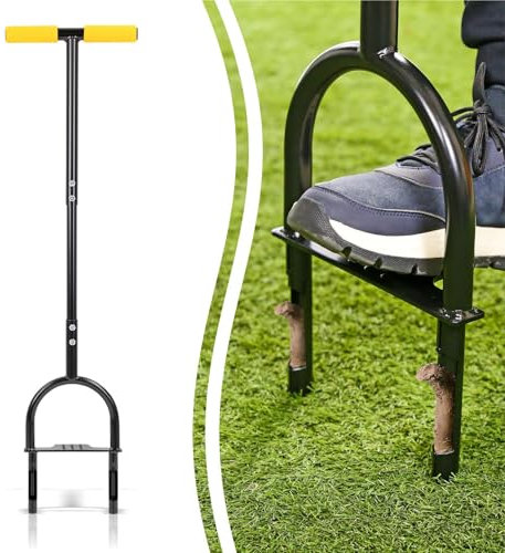Greenfields Sturdy Iron Tubing Core Aerator – Hollow Tine Lawn Aerator with Open Slots & Top Slope for Automatic Soil Plug Removal – 96cm H x 26.5cm W, Ideal for Compact Soils