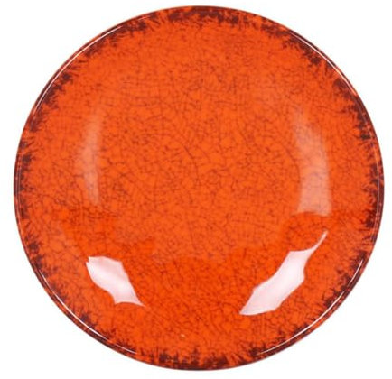 Assiettes service de Table,12 Pièces AIDO 135g rondes à salade et dessert, en porcelaine orange néon - diamètre 15,5 x hauteur 2,5 cm