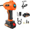 Akku Kompressor Auto Set - 180PSI Luftkompressor Akku mit 3 Aufsätzen für Reifen, Boote, Spielzeug - 2-Stufen-Druckregelung & Notbeleuchtung, Orange