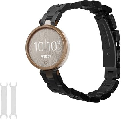 kwmobile Edelstahl Uhrenarmband kompatibel mit Garmin Lily Sport Ersatz Armband - Ersatzarmband für Smartwatch - 14-22 cm Innenmaße - Schwarz