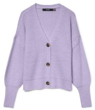 Vero Moda Cardigan da Donna Vmlea LS con Scollo a V Noos, Lilla Pastello, XL