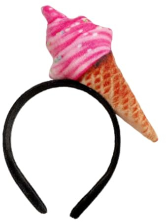 MIMIKRY Haarreif mit 3D Eistüte für Erwachsene Eis Kostüm-Zubehör Kopfschmuck Eiscreme, Farbe:Pink