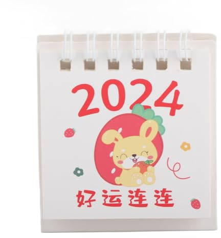Mini-Tischkalender 2024, niedlicher, langlebiger Papier-Heimdekor-Tischkalender, klein, platzsparend
