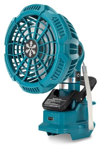 Akku Clip Ventilator für Makita 18V Batterie, Camping Ventilator, Leise Clip Tischventilator, 3 Geschwindigkeitsstufen, 180° schwenkbarer Kopf, für Kinderwagen, Schlafzimmer, Büro, Baustelle