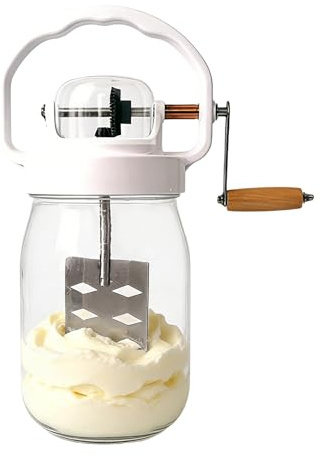 Veasbuu Mélangeur à beurre manuel 1500 ml avec batteur à œufs en verre pour pâtisserie, , nourriture, farine, confiture, biscuits, pâte, crêpes, sauce, crème