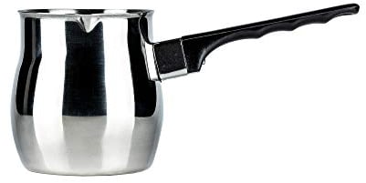 Café Olé Stainless Steel Turkish Coffee Pot Cezve Ibrik Style Traditional Stovetop Coffee Maker 12oz (340ml), Silver