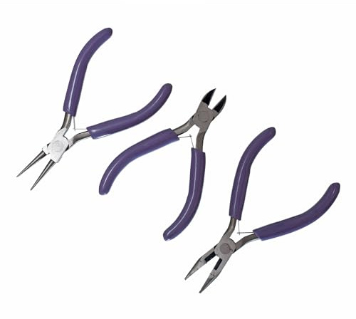 Trimits Jewellery Pliers 3 PCS – Jewelry Making & Repair Tools, Side Cutter, Round Nose & Flat Nose Pliers, Wire & Chain Cutters