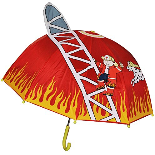 alles-meine.de GmbH 3-D Feuerwehr Schirm Kinderschirm Kinder Stockschirm Regenschirm Auto