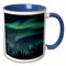 3dRose 61680_6 Tasse Northern Lights in Shade of Green Amongst a Dark Blue Night Sky, zweifarbig blau, 325 ml, mehrfarbig