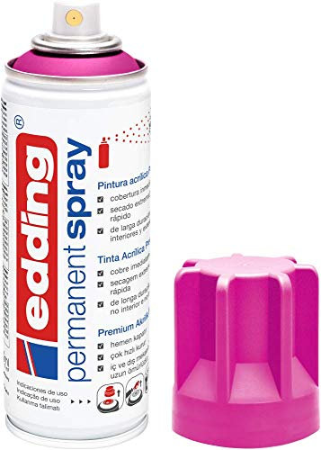 edding 5200 spray permanente - magenta mate - 200 ml - pintura acrílica para pintar y decorar vidrio, metal, madera, cerámica, plástico, lienzo - aerosol, spray acrílico, spray de pintura