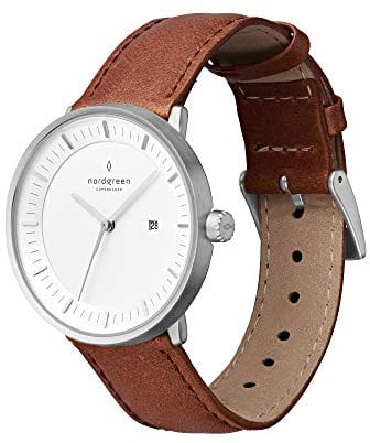 Nordgreen Philosopher Armbanduhr, skandinavisches Design, analog, Quarz, Silber/Gold, austauschbare Riemen aus Leder/Mesh, Elegante Armbanduhr, Unisex, wasserdicht, modisch