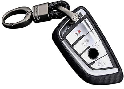 M.JVisun Soft Silicone Rubber Carbon Fiber Texture Case Protector Car Remote Key Fob Cover For BMW 2 Series 3 5 6 7 Series GT5 M4 M5 X1 X2 X3 X5 X5M X6 X6M X7 - Black - Weave Keychain