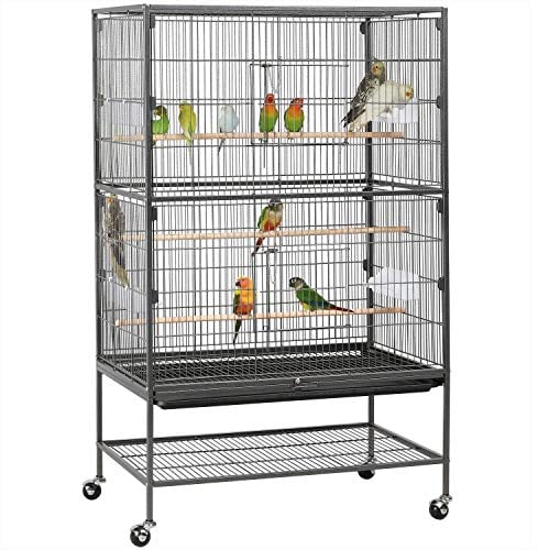 Yaheetech 132cm Large Parrot Bird Cage for Cockatiel Lovebird Durable Frame With Perch Stand and Wheels Black
