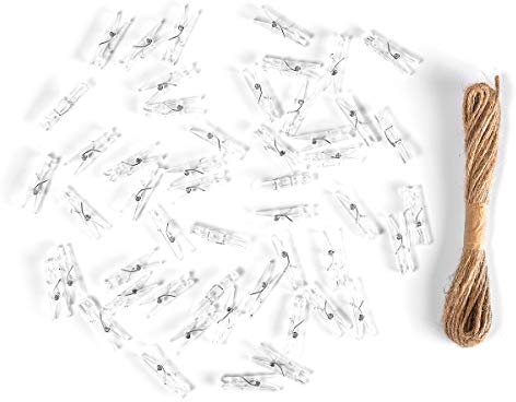 iKammo Mini-Wäscheklammern aus Kunststoff, transparent, für Foto-Papier, zum Verpacken von Geschenken, zum Aufhängen von Bildern, für Kunst und Handwerk, 3.50.5 cm), 50 Stück