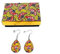 Boucles d'oreilles pendantes + coffret assorti * fleurs wax * africain, ethnique, coloré, jaune, orangé, boucles gouttes, femme, idée cadeau, Noël, anniversaire.