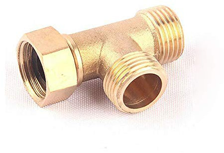 Vogueing Tool Conector de tubería de 3 vías de 1,27 cm, conector en T igual macho y hembra para sistemas de tuberías de aire, gas, agua, dorado (tipo C)